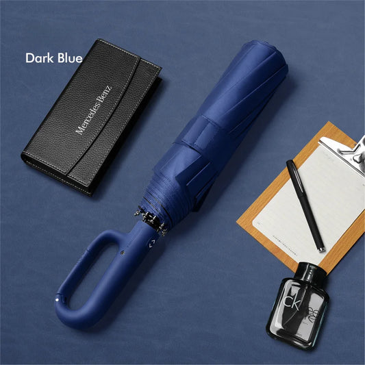 Large Automatic Umbrella with Ring Buckle Thick Durable Unisex Portable UV Protection Windproof Rain and Sunshade Umbrella