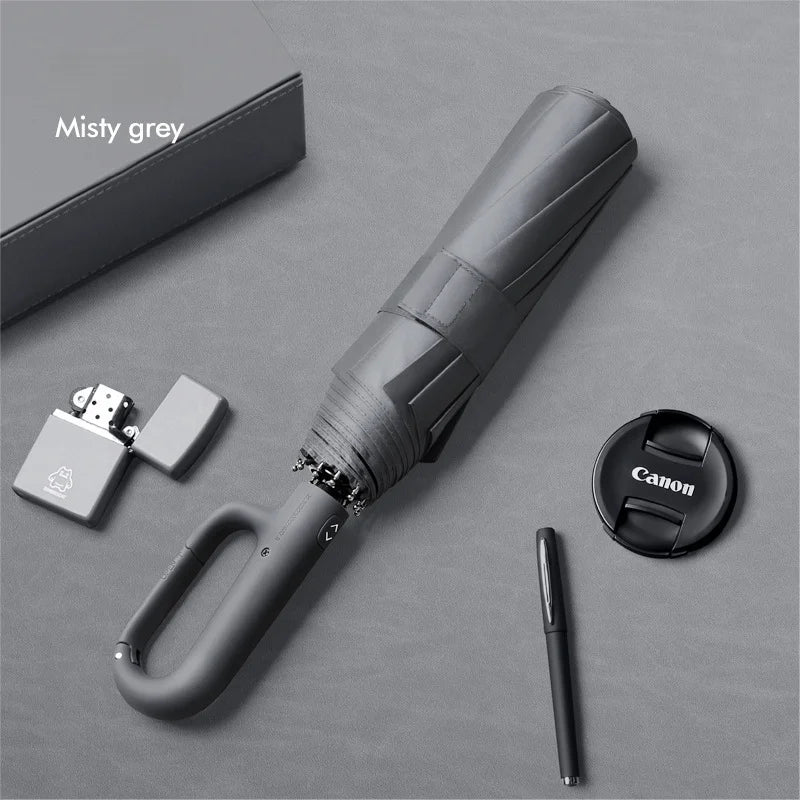 Large Automatic Umbrella with Ring Buckle Thick Durable Unisex Portable UV Protection Windproof Rain and Sunshade Umbrella