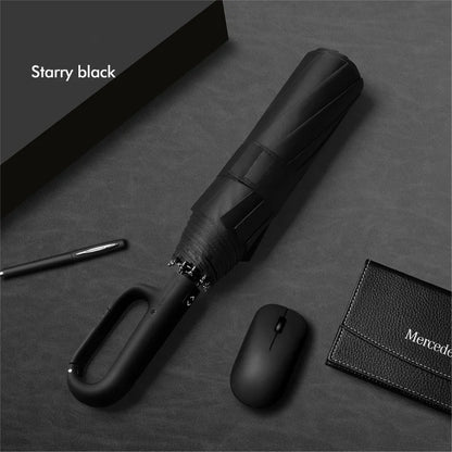 Large Automatic Umbrella with Ring Buckle Thick Durable Unisex Portable UV Protection Windproof Rain and Sunshade Umbrella